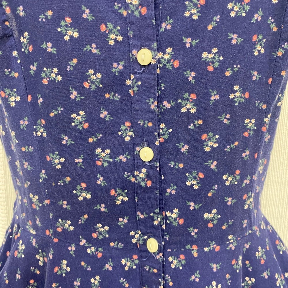 Gunne Sax Midnight Blue Floral with Lace Trim Dress Size S - Vintage EUC RARE - Picture 7 of 16
